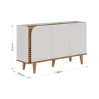Conjunto Sala de Estar Completa Jurerê Home Maceió para TV Até 65 Polegadas Buffet e Cristaleira 4 Portas Colibri Branco Off White Matte/Freijó