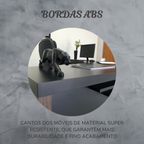 Escrivaninha Mesa Escritório Diretor em L Tamburato 200cm Charuto e Preto Artany