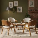 Kit 4 Cadeiras Sala de Jantar Premium com Braço Madeira Maciça Movellu Home