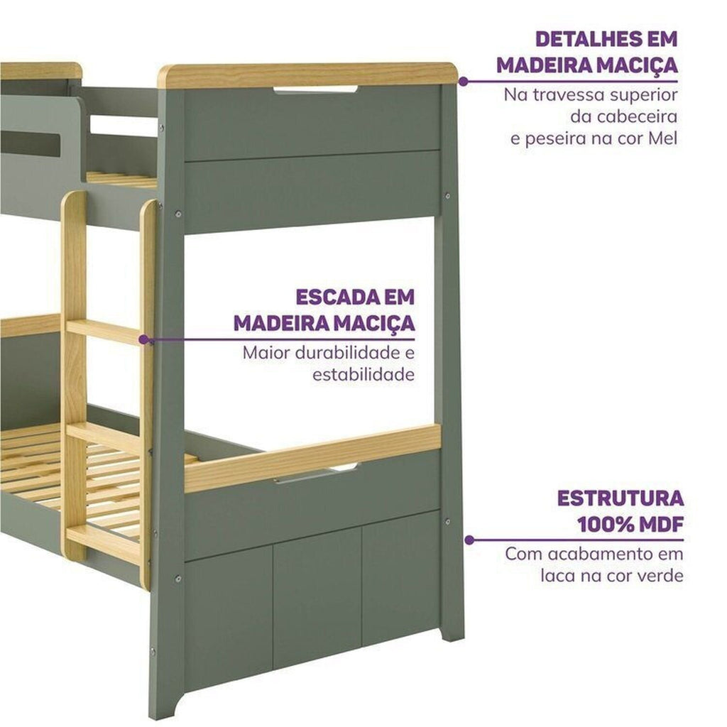 Conjunto Quarto Completo Treliche com LED, Escrivaninha e Estante Petit Casatema MadeiraOriginals