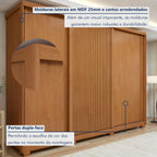Guarda-Roupa Casal 3 Portas 6 Gavetas com Pés MDF 274cm Ollie Yescasa Marrom Amêndoa Clean/Off White