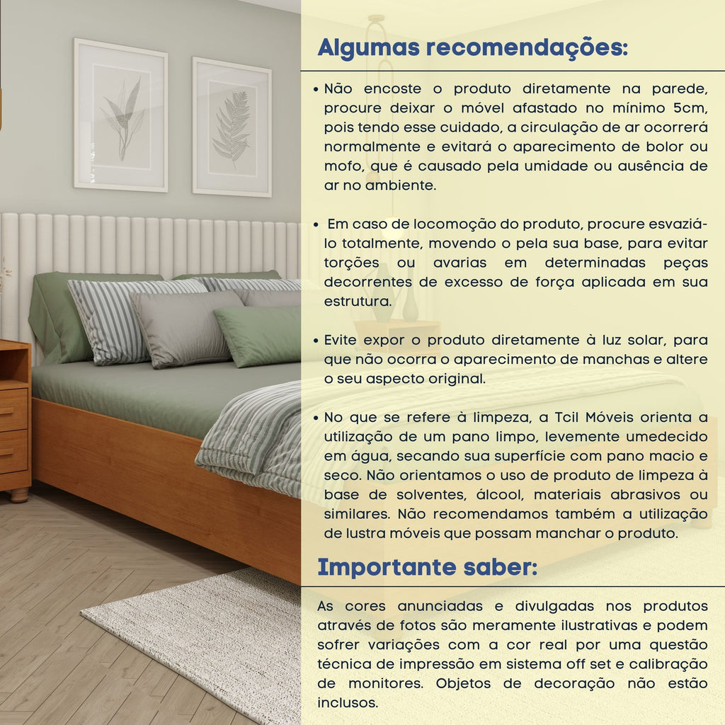 Cama Casal Mônaco MDP 193cm x 144cm Tcil Móveis Branco/Neve