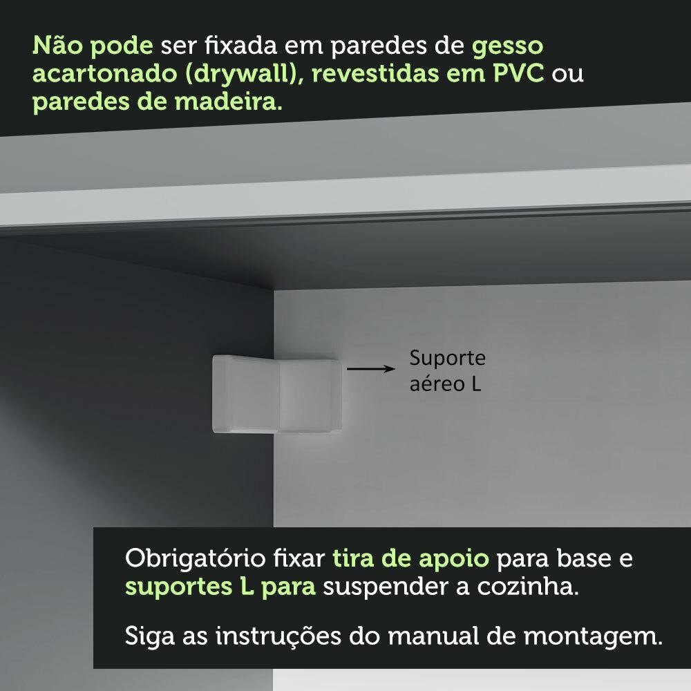 Armário de Cozinha Completa 300cm Suspenso Nice Cinza Madesa 04