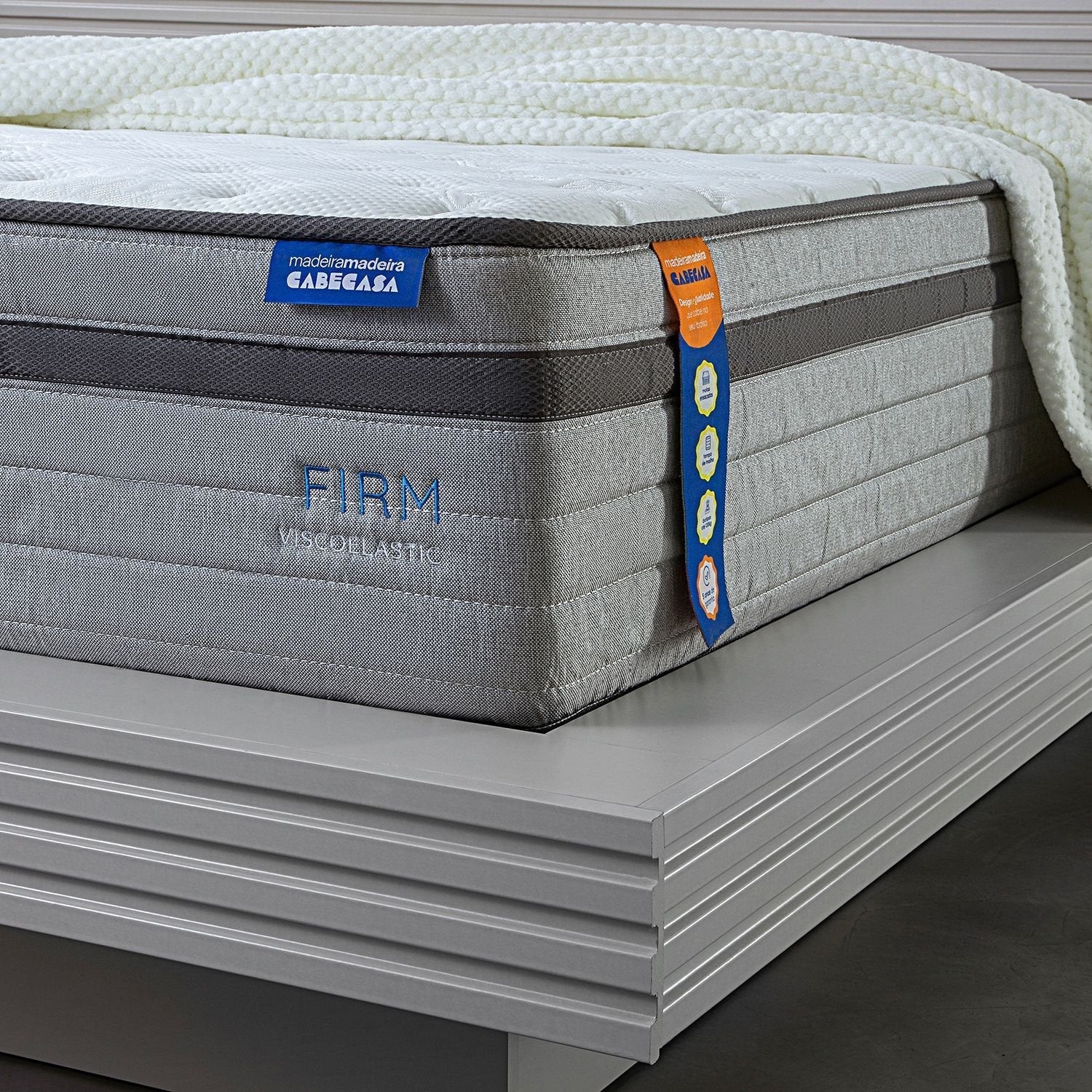 Colchão Casal Mola Ensacada Luna 138x188x31 Cinza/Branco CabeCasa MadeiraMadeira