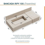 Conjunto para Banheiro Bancada Porcelanato Cuba Esculpida Armário Espelho Ripy Bumi 100cm Amarelo/Wood