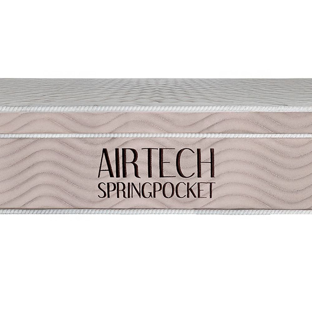 Colchão Casal Molas Ensacadas Ortobom Airtech Spring Pocket Branco Bege 138x188x25cm