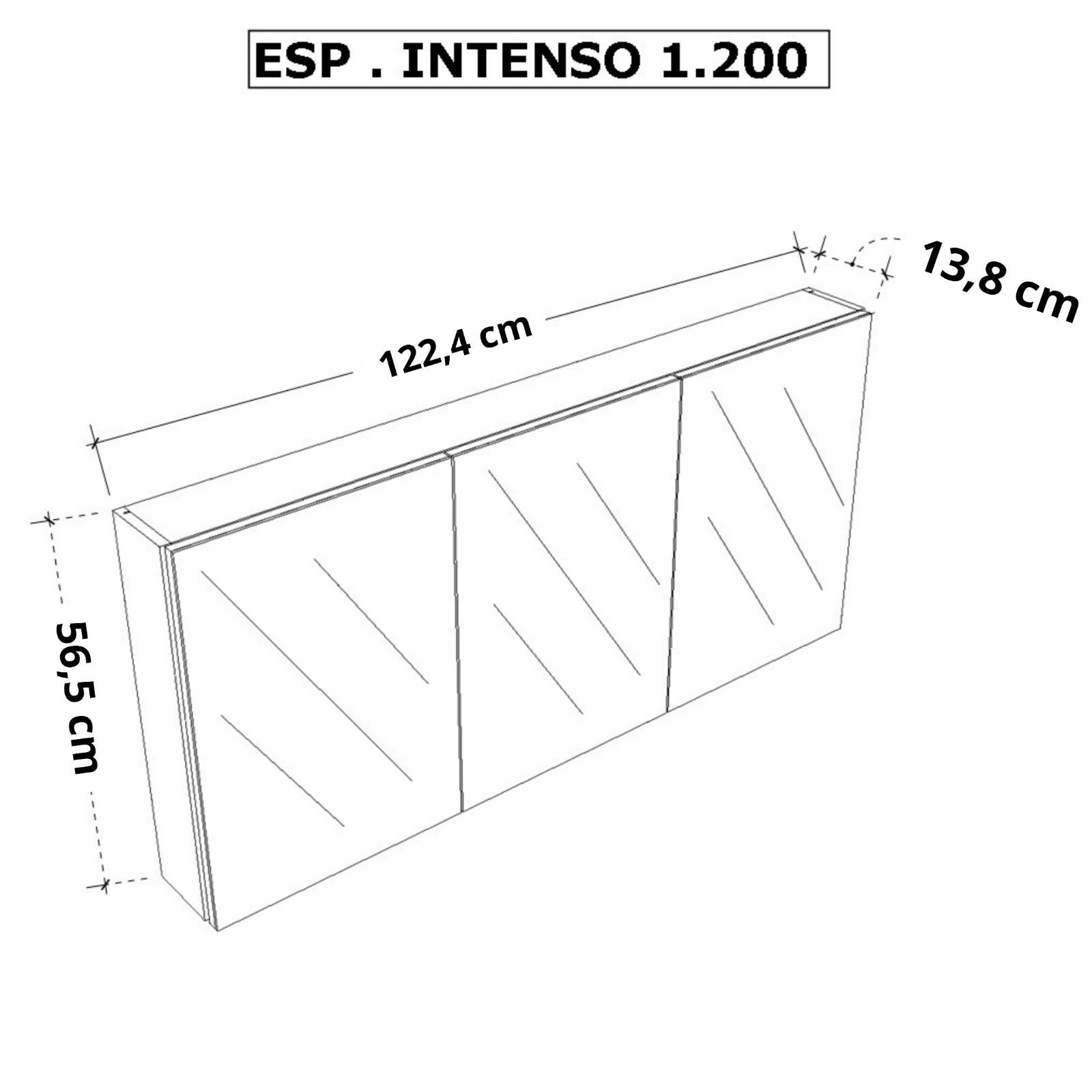 Espelheira para Banheiro Astral Design Intenso 3 Espelhos 120cm Freijó Suspensa MDF