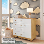 Cômoda Infantil 1 Porta 4 Gavetas 100% MDF Mimo Espresso Móveis Branco Brilho/Amêndoa