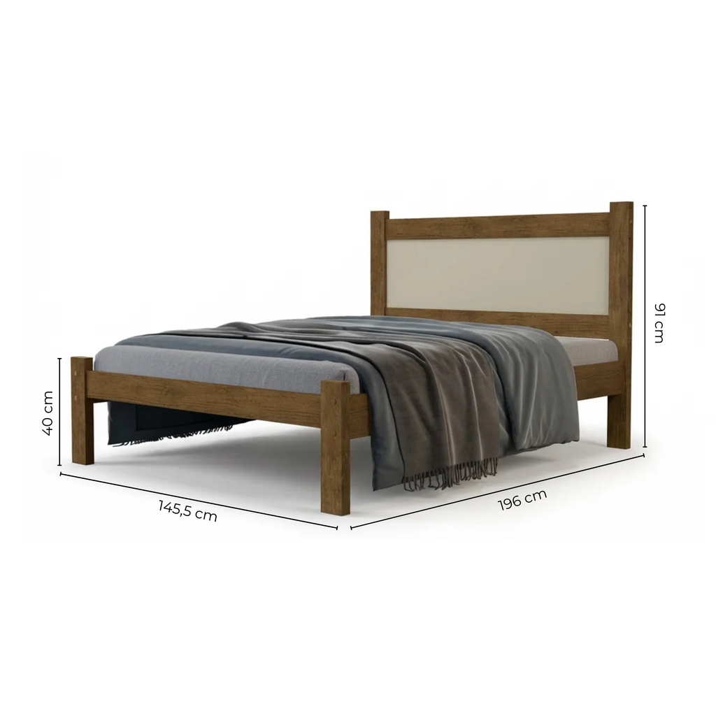 Cama Casal Prisma MDF Jequitibá/Off White J&A Móveis