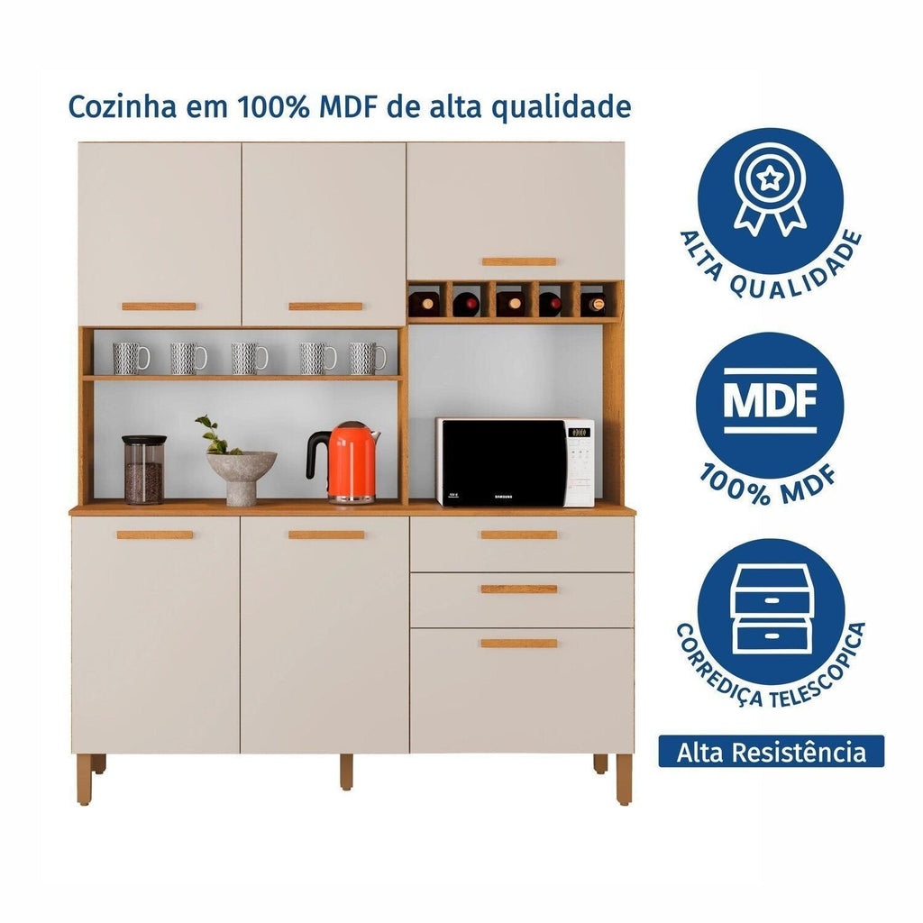 Armário de Cozinha Athenas 6 Portas 2 Gavetas 100% MDF Yescasa