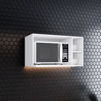 Armário Aéreo para Micro-ondas 3 Nichos 80cm Emily Espresso Móveis Branco/HP