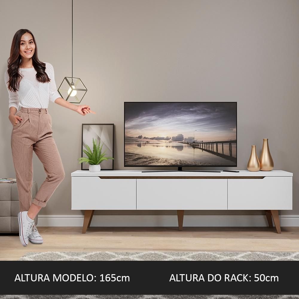 Rack para TV até 75 Polegadas Madesa Brest 2 Portas 1 Gaveta Branco