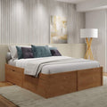 Cama Casal 4 Gavetas Madeira Maciça Beauty Marrom/Amêndoa