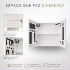 Espelheira para Banheiro 2 Portas LED Touch Kyoto Brovália 68cm Resistente à Umidade