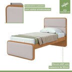 Kit 3 Peças com 2 Camas de Solteiro e Mesa de Cabeceira Loop Bege Amêndoa Clean/Off White Móveis Lopas