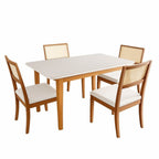 Conjunto Sala de Jantar Tangará Tiê Mesa com 4 Cadeiras Madeira Maciça Tampo MDF e Vidro CabeCasa MadeiraOriginals Bege/Cara
