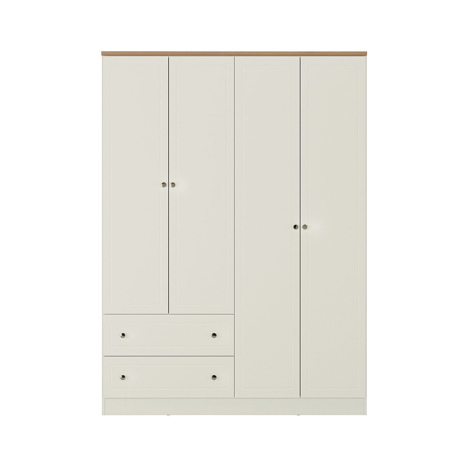 Guarda-Roupa Casal 4 Portas 2 Gavetas Ananda CabeCasa 100% MDF Bege/Offwhite