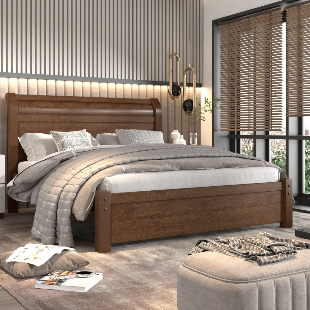 Cama Casal em MDF Madri Espresso Móveis Marrom