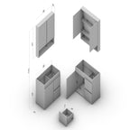 Conjunto Gabinete para Banheiro com Espelheira Travertino Politorno 80cm Marrom/Freijó/Creme