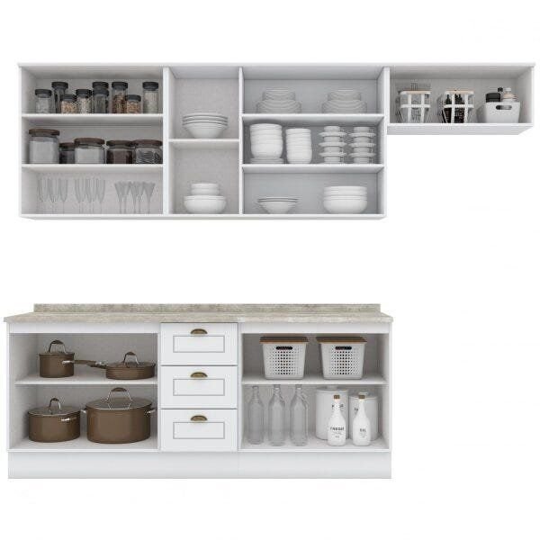 Cozinha Compacta Modulada Emily 5 Peças Espresso Móveis Branco