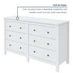 Cômoda para Quarto 6 Gavetas Estilo Clássico MDF Maggiore New 162cm Espresso Móveis Branco