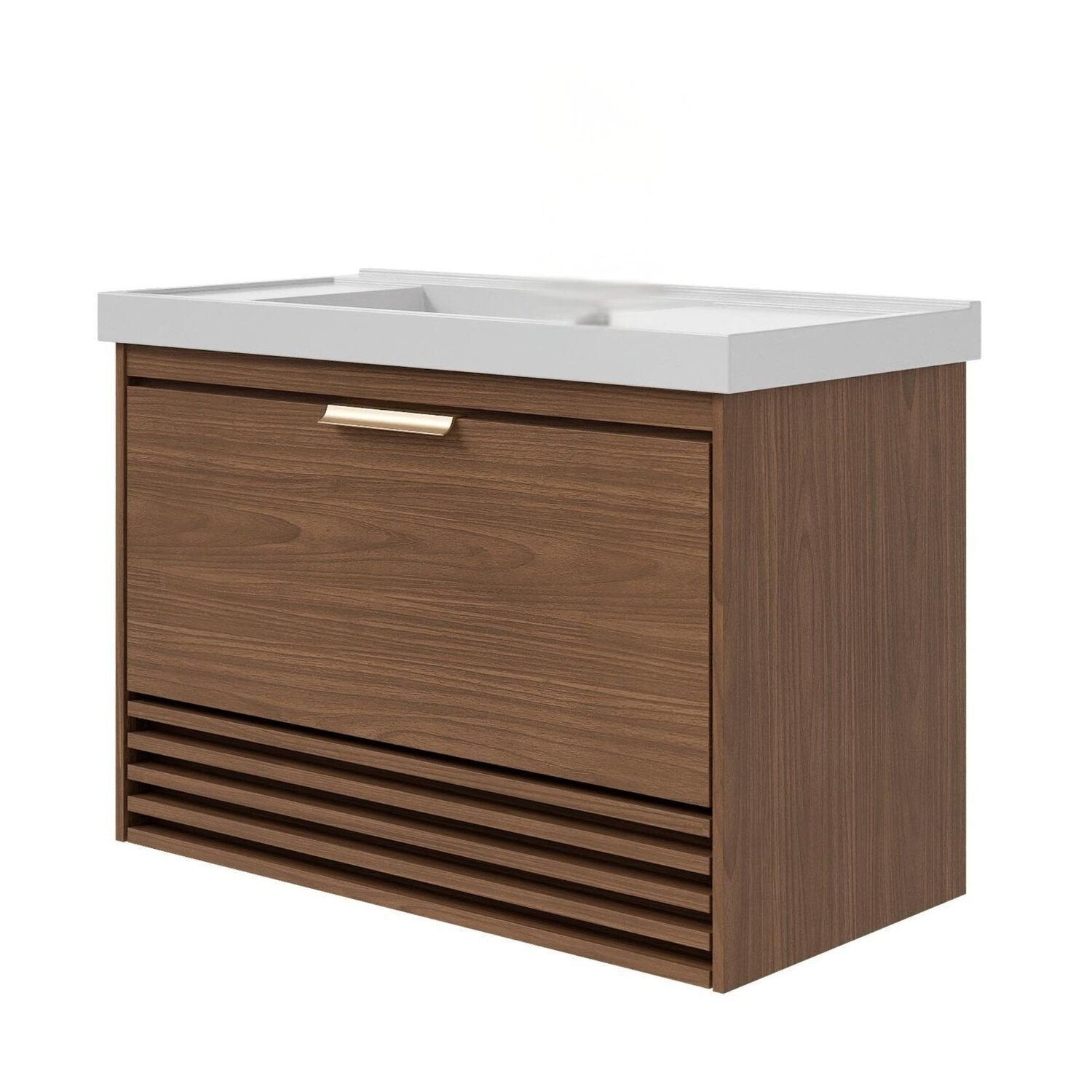 Gabinete para Banheiro Suspenso MGM Móveis Paraty 80cm 1 Porta 1 Gaveta Cuba Freijó