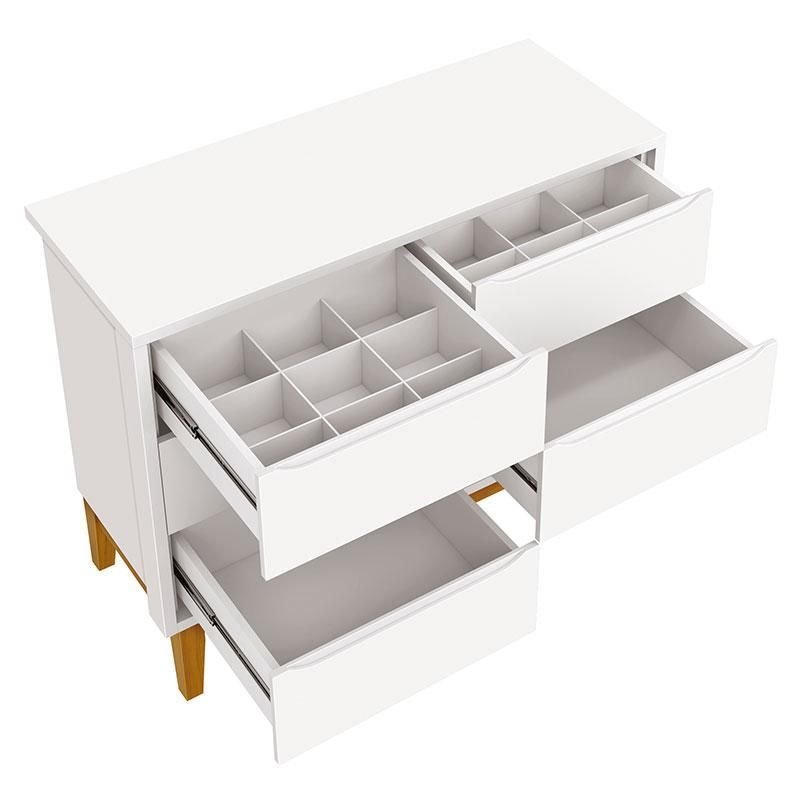 Quarto Infantil Completo Cômoda 6 Gavetas e Guarda-Roupa Classic Elfe Reller Branco Acetinado