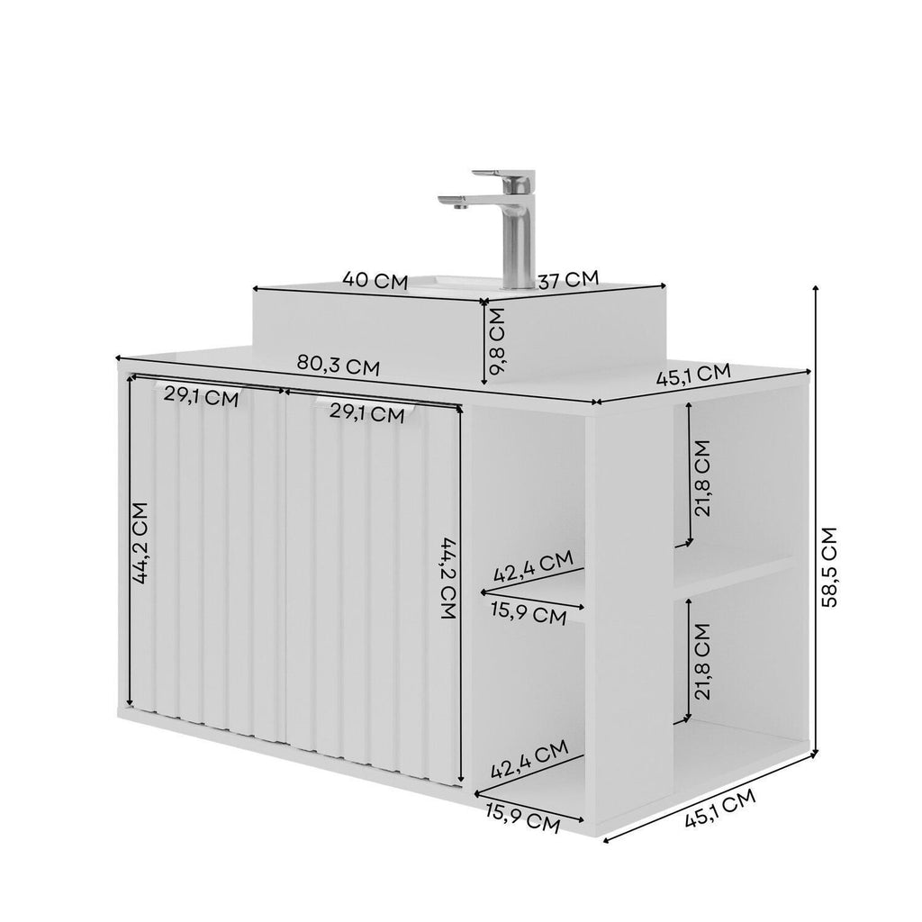 Gabinete para Banheiro MGM Móveis Noruega 80cm 2 Portas 2 Nichos Cuba de Sobrepor Marrom/Freijó