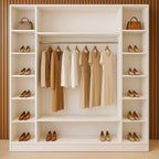 Armário Closet Modular 12 Prateleiras em Colméia e Arara Cabideiro Ana Branco