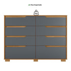 Cômoda para Quarto 8 Gavetas 147cm Georgia Moval Marrom/Freijó/Cinza