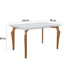 Conjunto Sala de Jantar Mesa Tampo Vidro/MDF com 4 Cadeiras Marialice LJ Móveis Cinamomo/Off White/Bege