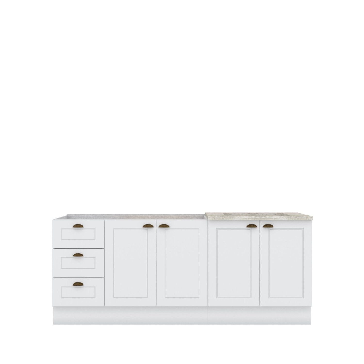 Cozinha Compacta Modulada Emily 4 Portas 3 Gavetas Branco/HP/Calcare Espresso Móveis