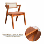 Kit 6 Cadeiras de Jantar Verona Madeira Maciça Rattan Natural Estofada Espresso Móveis