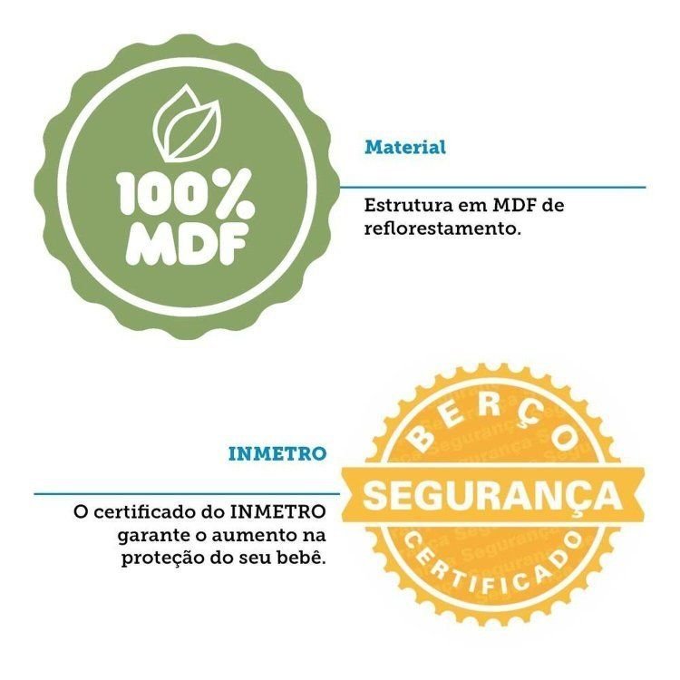 Berço Minicama 4 em 1 Americano 100% MDF Levy Espresso Móveis Bege/Off-White/Amêndoa