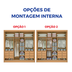 Guarda-Roupa Casal 2 Portas de Correr 6 Gavetas Hawai D Doro MDF Marrom/Cinamomo/Off White