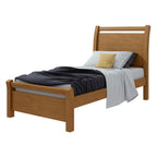 Cama Solteiro Cabeceira Curva MDF Móveis Lopas Reali Plus Amêndoa Clean