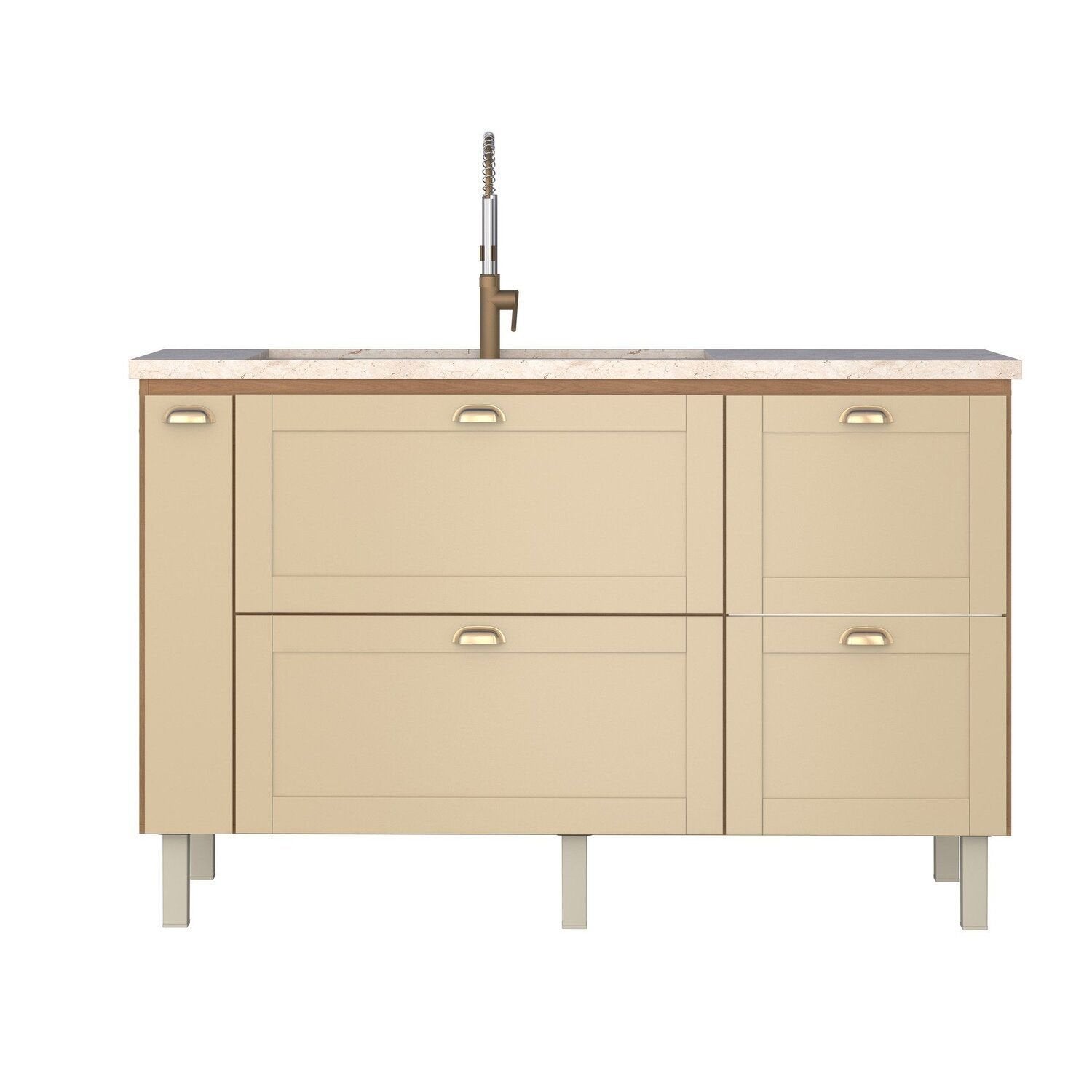 Gabinete de Cozinha para Pia 150cm Grou Cozimax Bege/Jequitibá