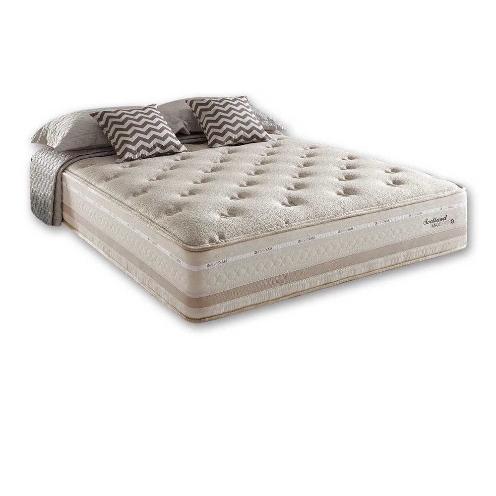 Colchão Casal Herval Molas Maxspring Scotland Pillow Top Branco 138x188x33cm