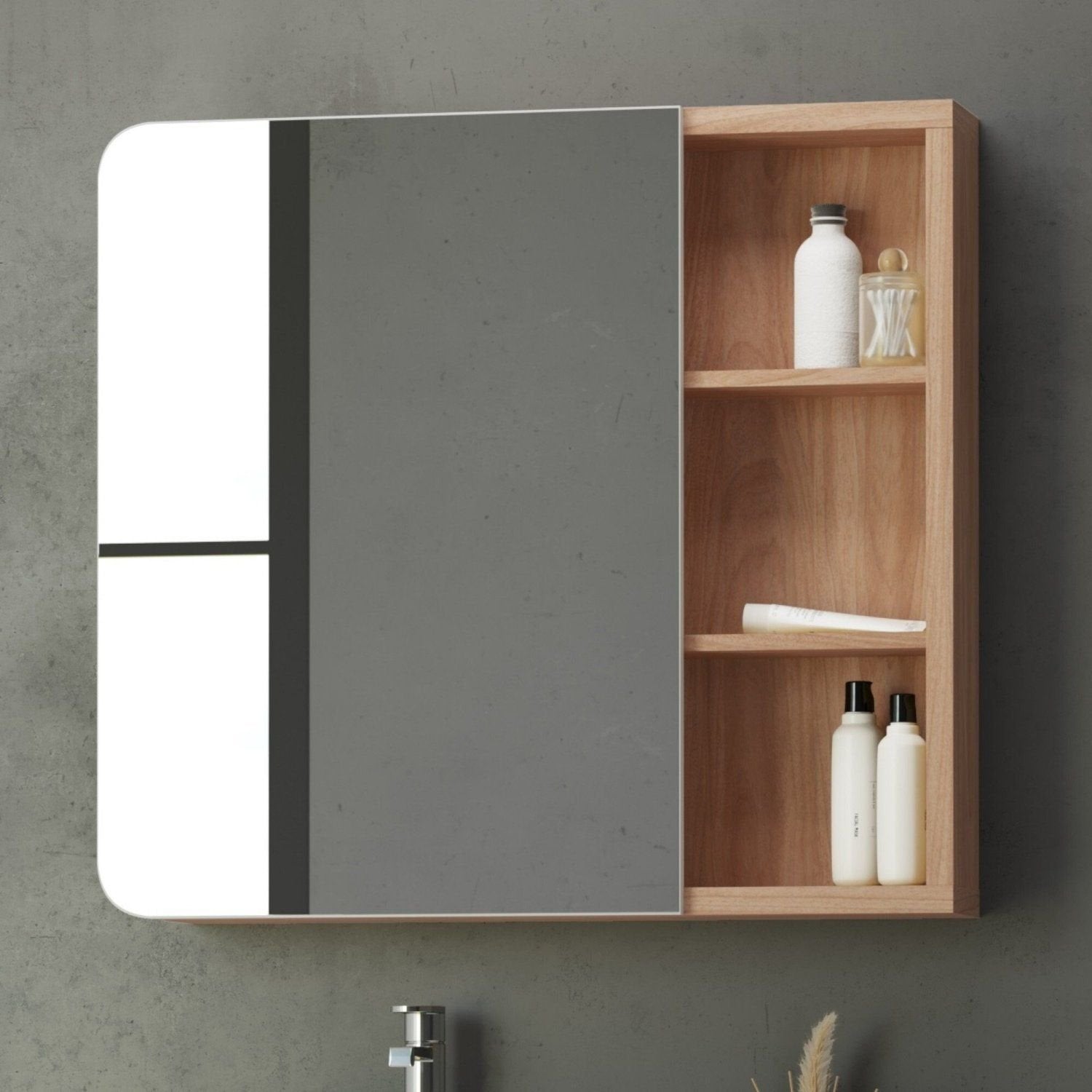 Conjunto para Banheiro Gabinete com Pés Cuba e Espelheira Madri Móveis Bosi 80cm Branco/Tauari