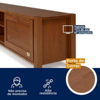 Conjunto Rack e Cristaleira Madeira Maciça Primavera CabeCasa MadeiraOriginals Marrom