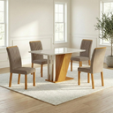 Conjunto Sala de Jantar Mesa Retangular Tampo MDF/MDP com 4 Cadeiras Miami Yescasa