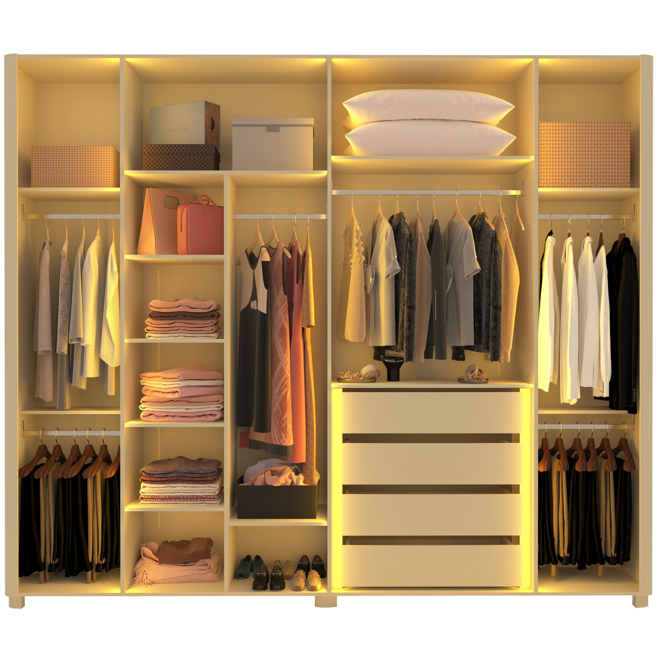 Guarda-Roupa Casal 6 Portas 4 Gavetas Innova Gelius Móveis 100% MDF Branco/Off White