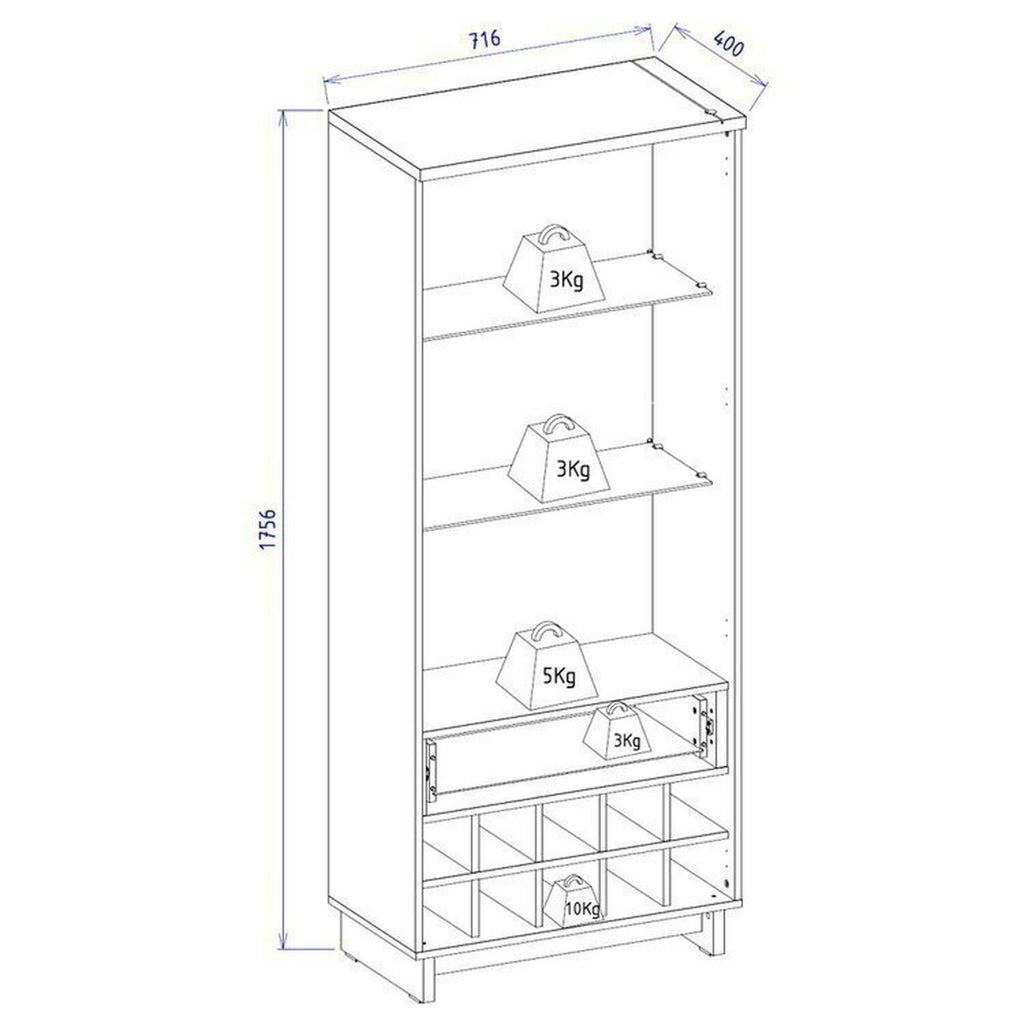 Conjunto Sala de Estar Home Theater Ripado para TV até 82 Polegadas 240cm com LED Cristaleira e Buffet 4 Portas Colibri Marrom Freijó/Off White Matte
