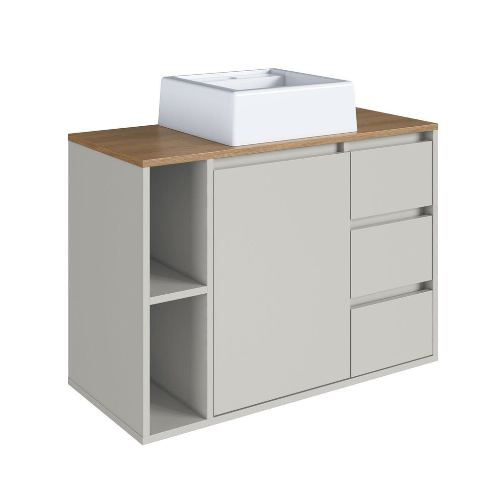 Conjunto para Banheiro Modulado 168cm com 4 Peças Gabinete Suspenso com Cuba Belagavi Art in Móveis Arenas