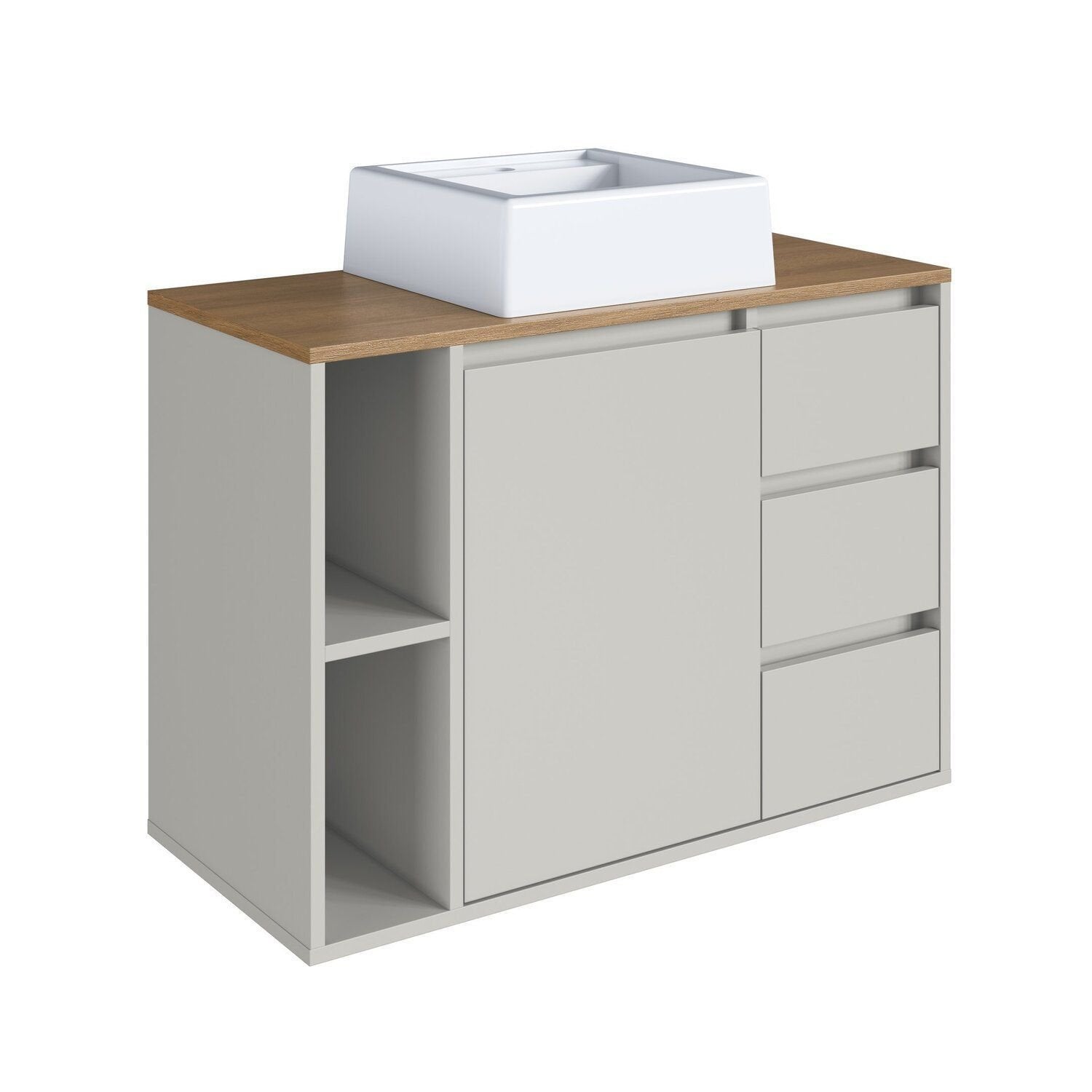 Conjunto para Banheiro Modulado 168cm com 4 Peças Gabinete Suspenso com Cuba Belagavi Art in Móveis Arenas