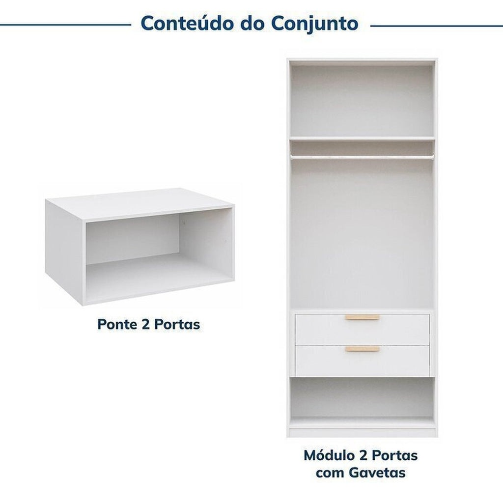 Guarda-Roupa Modular 2 Peças 4 Portas e Gaveteiro Jade CabeCasa MadeiraOriginals