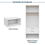 Guarda-Roupa Modular 2 Peças 4 Portas e Gaveteiro Jade CabeCasa MadeiraOriginals