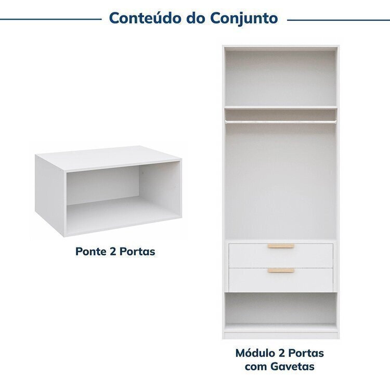 Guarda-Roupa Modular 2 Peças 4 Portas e Gaveteiro Jade CabeCasa MadeiraOriginals