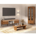 Conjunto Sala de Estar Rack e Cristaleira e Mesa de Centro Murano Marrom Espresso Móveis