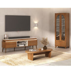 Conjunto Sala de Estar Rack e Cristaleira e Mesa de Centro Murano Marrom Espresso Móveis